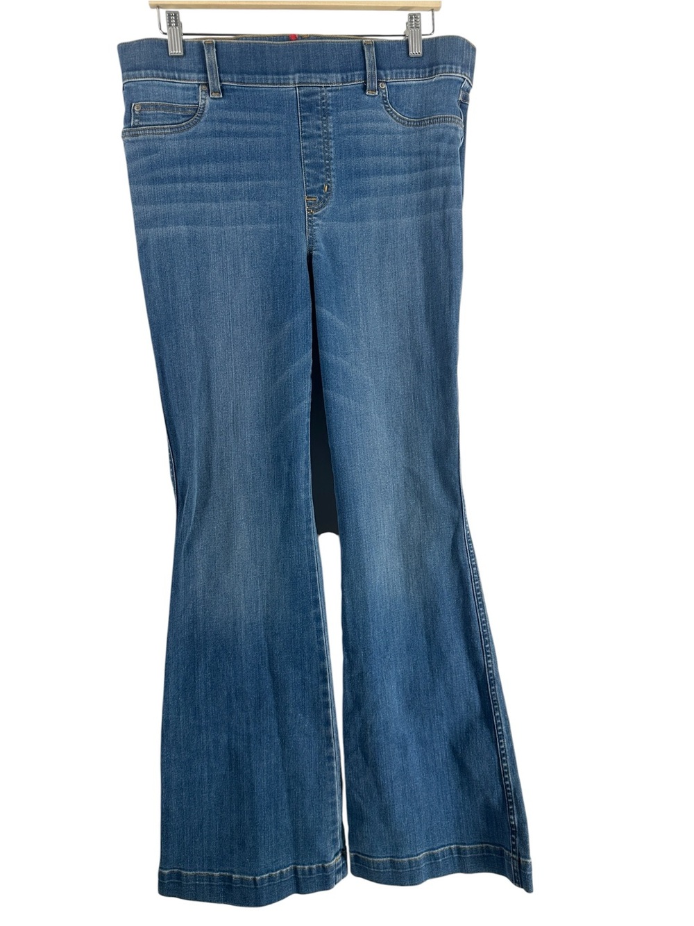 Spanx High-Rise Flared Stretch-Denim Jeans Vintage Indigo flattering sz xl